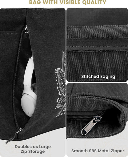 Yoga Mat Bag, Large Tote Bag with Multi Pockets for Women Men, Canvas Mat Carrier, Full Zipper Easy Access for Pilates Gym Travel