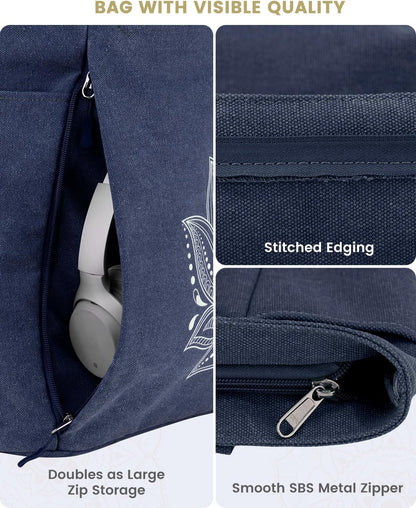 Yoga Mat Bag, Large Tote Bag with Multi Pockets for Women Men, Canvas Mat Carrier, Full Zipper Easy Access for Pilates Gym Travel