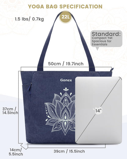 Yoga Mat Bag, Large Tote Bag with Multi Pockets for Women Men, Canvas Mat Carrier, Full Zipper Easy Access for Pilates Gym Travel
