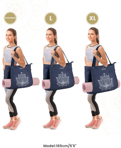 Yoga Mat Bag, Large Tote Bag with Multi Pockets for Women Men, Canvas Mat Carrier, Full Zipper Easy Access for Pilates Gym Travel