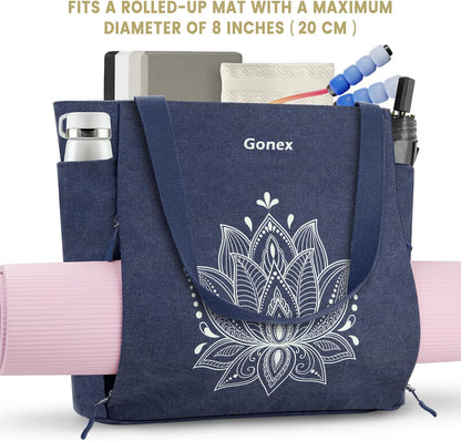 Yoga Mat Bag, Large Tote Bag with Multi Pockets for Women Men, Canvas Mat Carrier, Full Zipper Easy Access for Pilates Gym Travel