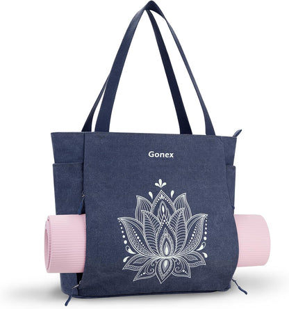 Yoga Mat Bag, Large Tote Bag with Multi Pockets for Women Men, Canvas Mat Carrier, Full Zipper Easy Access for Pilates Gym Travel