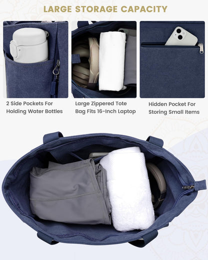 Yoga Mat Bag, Large Tote Bag with Multi Pockets for Women Men, Canvas Mat Carrier, Full Zipper Easy Access for Pilates Gym Travel