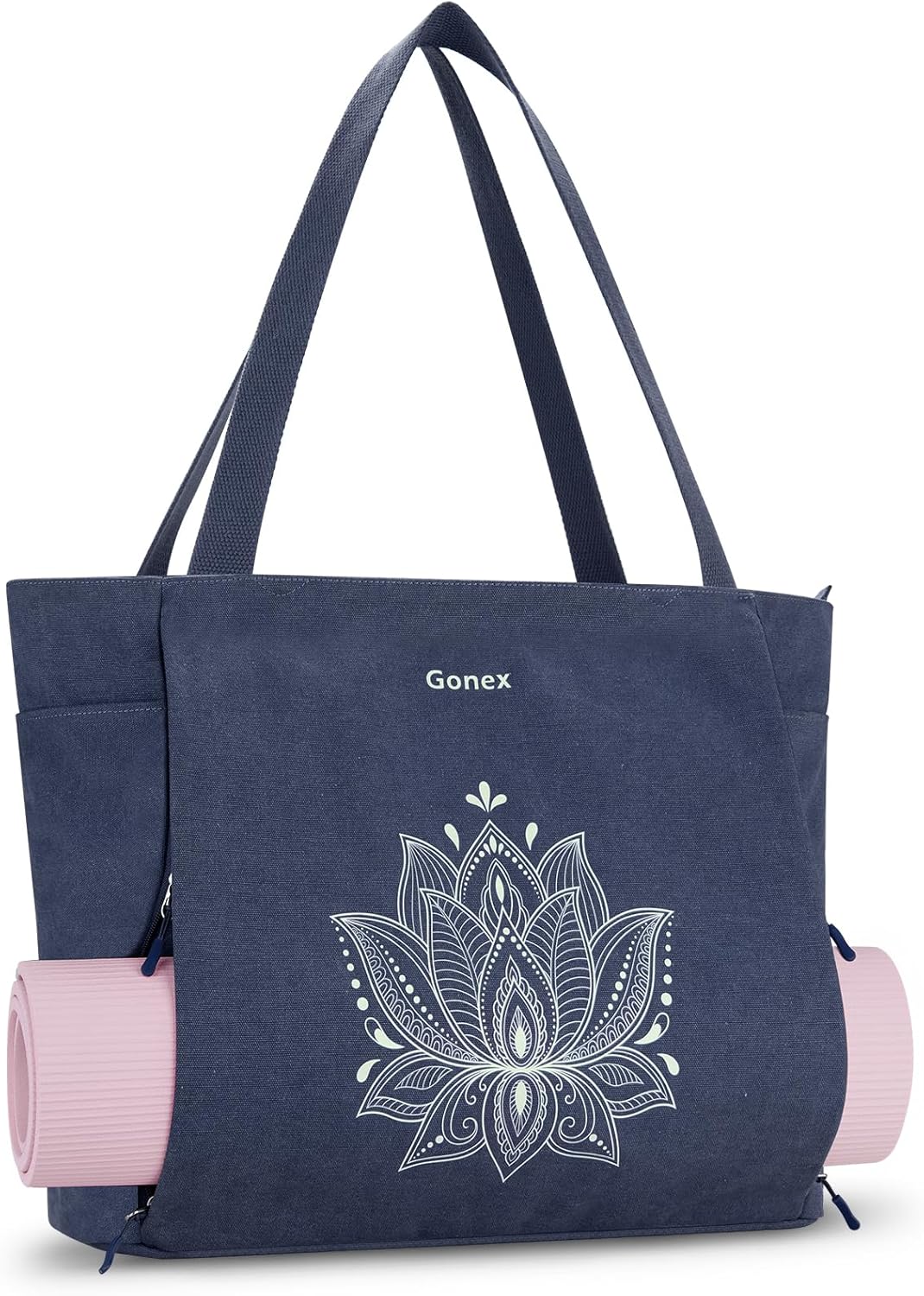 Yoga Mat Bag, Large Tote Bag with Multi Pockets for Women Men, Canvas Mat Carrier, Full Zipper Easy Access for Pilates Gym Travel