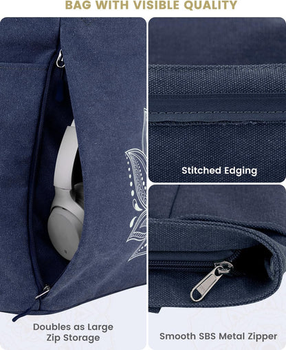Yoga Mat Bag, Large Tote Bag with Multi Pockets for Women Men, Canvas Mat Carrier, Full Zipper Easy Access for Pilates Gym Travel