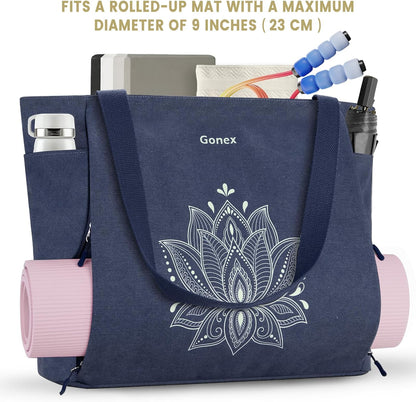 Yoga Mat Bag, Large Tote Bag with Multi Pockets for Women Men, Canvas Mat Carrier, Full Zipper Easy Access for Pilates Gym Travel