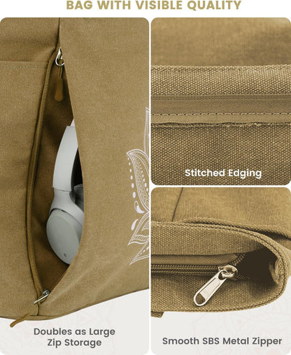 Yoga Mat Bag, Large Tote Bag with Multi Pockets for Women Men, Canvas Mat Carrier, Full Zipper Easy Access for Pilates Gym Travel