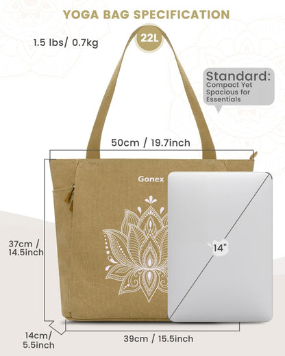 Yoga Mat Bag, Large Tote Bag with Multi Pockets for Women Men, Canvas Mat Carrier, Full Zipper Easy Access for Pilates Gym Travel
