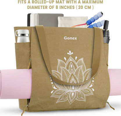 Yoga Mat Bag, Large Tote Bag with Multi Pockets for Women Men, Canvas Mat Carrier, Full Zipper Easy Access for Pilates Gym Travel
