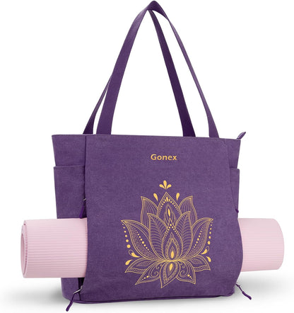 Yoga Mat Bag, Large Tote Bag with Multi Pockets for Women Men, Canvas Mat Carrier, Full Zipper Easy Access for Pilates Gym Travel