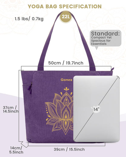 Yoga Mat Bag, Large Tote Bag with Multi Pockets for Women Men, Canvas Mat Carrier, Full Zipper Easy Access for Pilates Gym Travel