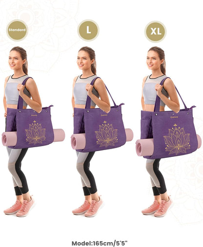 Yoga Mat Bag, Large Tote Bag with Multi Pockets for Women Men, Canvas Mat Carrier, Full Zipper Easy Access for Pilates Gym Travel
