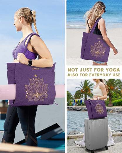 Yoga Mat Bag, Large Tote Bag with Multi Pockets for Women Men, Canvas Mat Carrier, Full Zipper Easy Access for Pilates Gym Travel