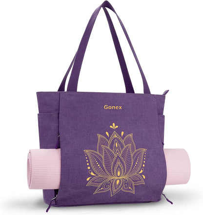 Yoga Mat Bag, Large Tote Bag with Multi Pockets for Women Men, Canvas Mat Carrier, Full Zipper Easy Access for Pilates Gym Travel