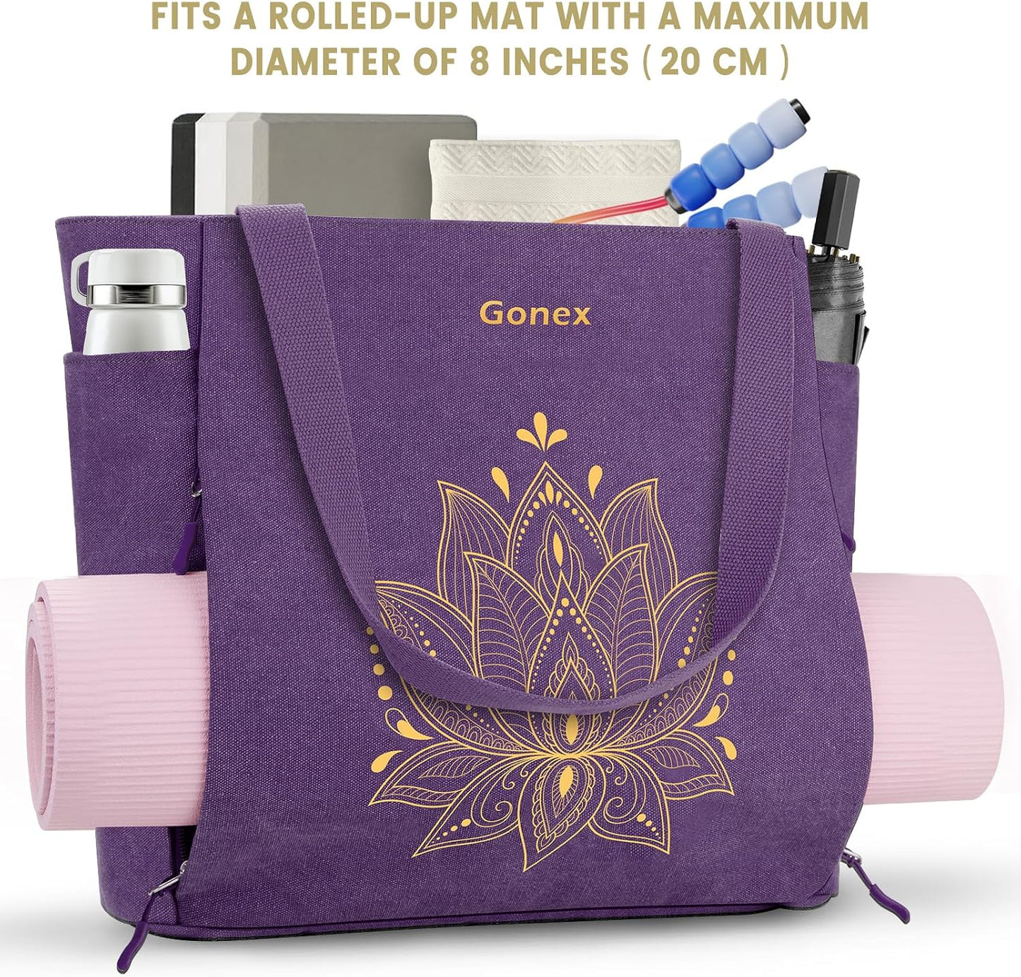 Yoga Mat Bag, Large Tote Bag with Multi Pockets for Women Men, Canvas Mat Carrier, Full Zipper Easy Access for Pilates Gym Travel