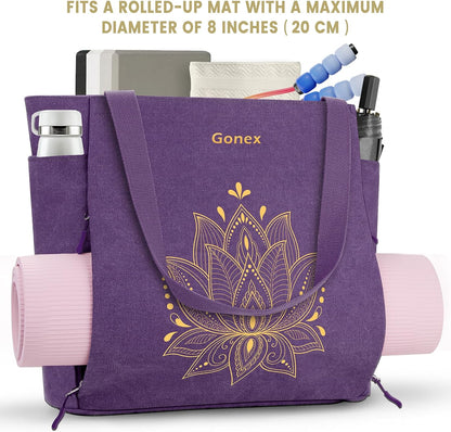 Yoga Mat Bag, Large Tote Bag with Multi Pockets for Women Men, Canvas Mat Carrier, Full Zipper Easy Access for Pilates Gym Travel