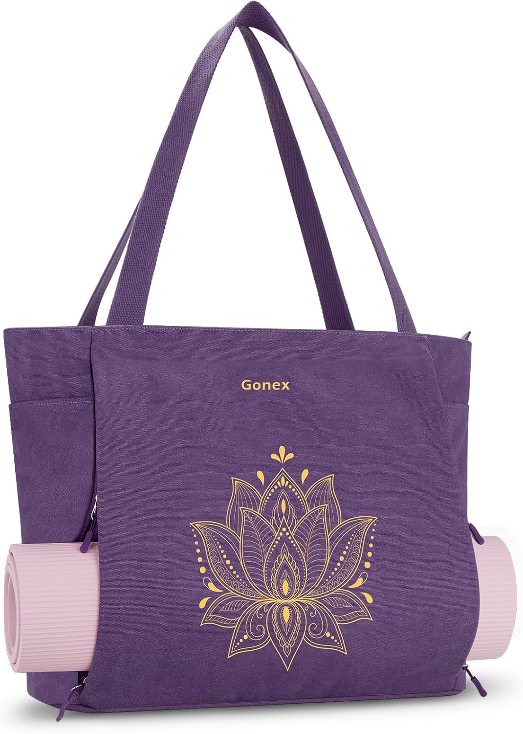 Yoga Mat Bag, Large Tote Bag with Multi Pockets for Women Men, Canvas Mat Carrier, Full Zipper Easy Access for Pilates Gym Travel