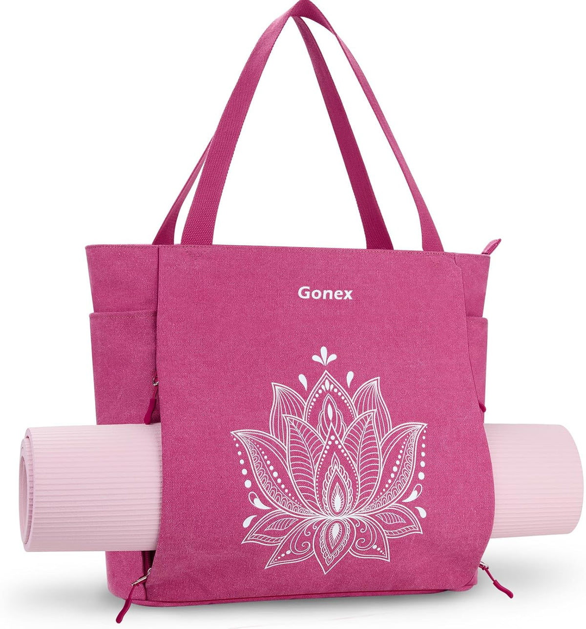 Yoga Mat Bag, Large Tote Bag with Multi Pockets for Women Men, Canvas Mat Carrier, Full Zipper Easy Access for Pilates Gym Travel