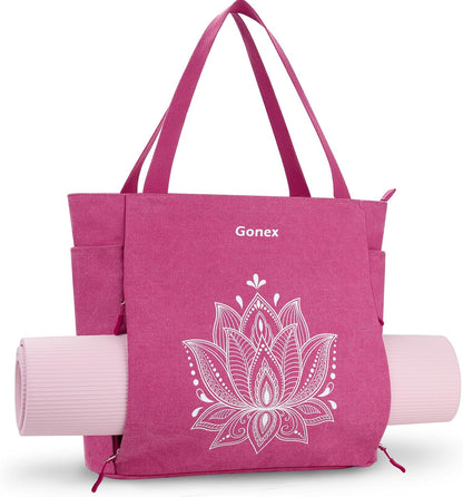 Yoga Mat Bag, Large Tote Bag with Multi Pockets for Women Men, Canvas Mat Carrier, Full Zipper Easy Access for Pilates Gym Travel
