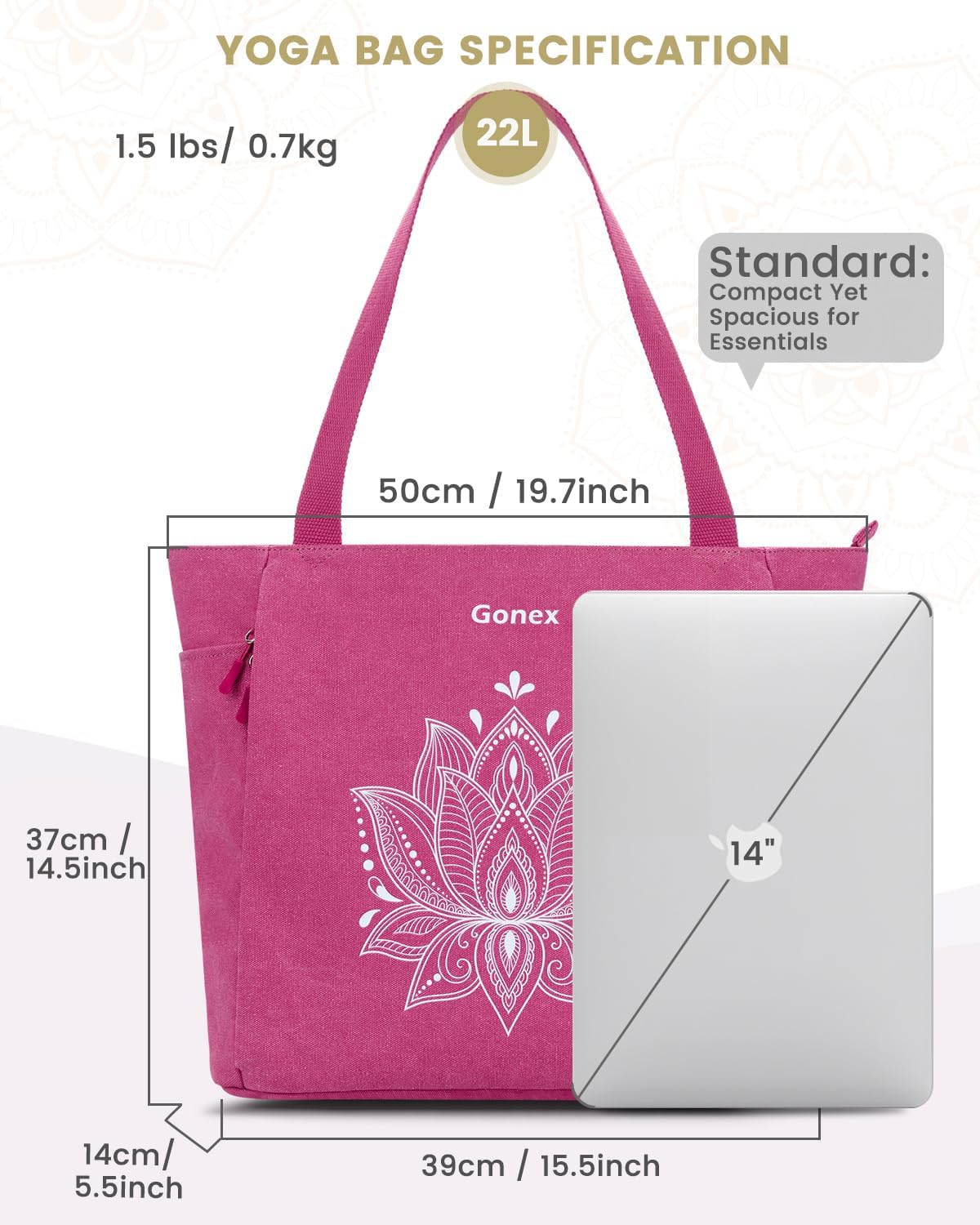 Yoga Mat Bag, Large Tote Bag with Multi Pockets for Women Men, Canvas Mat Carrier, Full Zipper Easy Access for Pilates Gym Travel