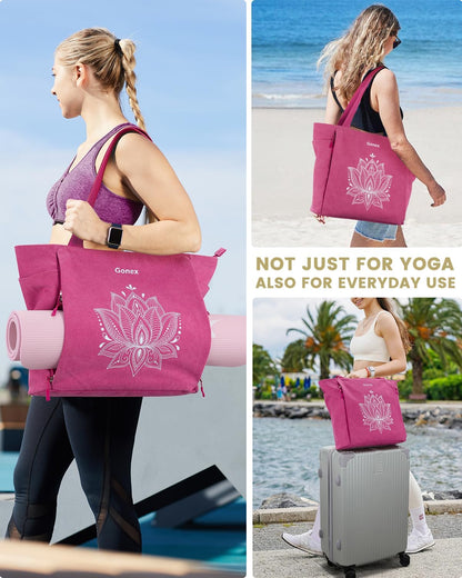 Yoga Mat Bag, Large Tote Bag with Multi Pockets for Women Men, Canvas Mat Carrier, Full Zipper Easy Access for Pilates Gym Travel