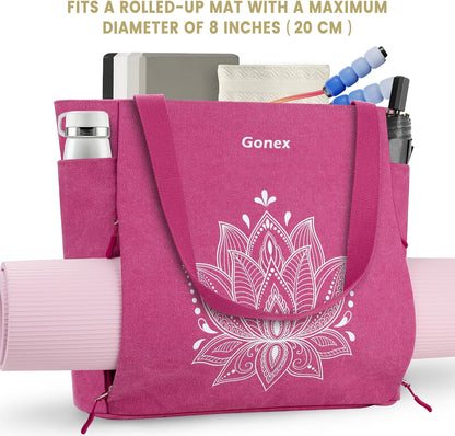 Yoga Mat Bag, Large Tote Bag with Multi Pockets for Women Men, Canvas Mat Carrier, Full Zipper Easy Access for Pilates Gym Travel