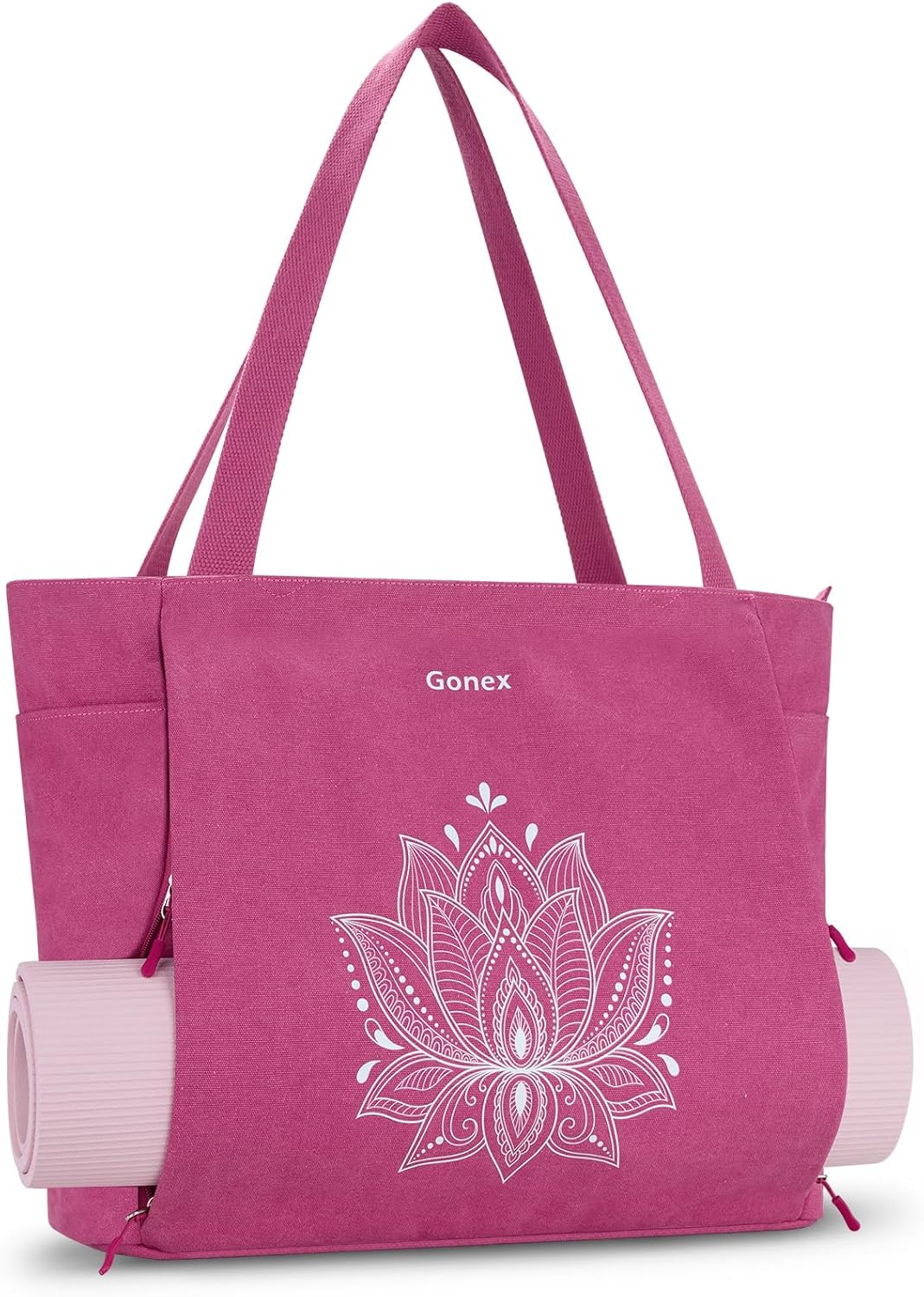 Yoga Mat Bag, Large Tote Bag with Multi Pockets for Women Men, Canvas Mat Carrier, Full Zipper Easy Access for Pilates Gym Travel