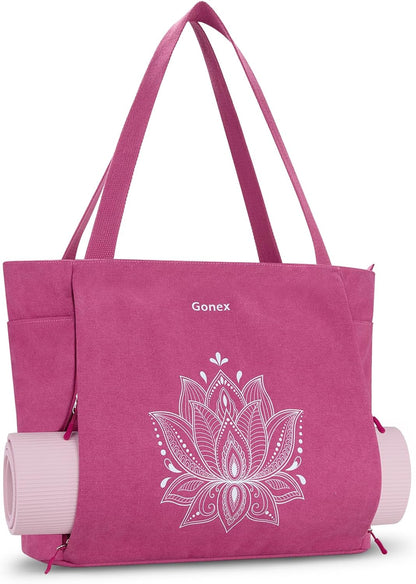 Yoga Mat Bag, Large Tote Bag with Multi Pockets for Women Men, Canvas Mat Carrier, Full Zipper Easy Access for Pilates Gym Travel
