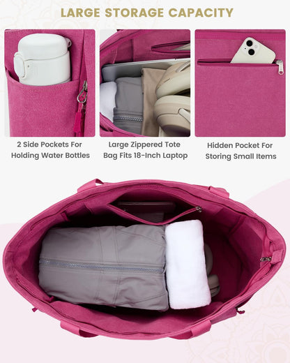 Yoga Mat Bag, Large Tote Bag with Multi Pockets for Women Men, Canvas Mat Carrier, Full Zipper Easy Access for Pilates Gym Travel