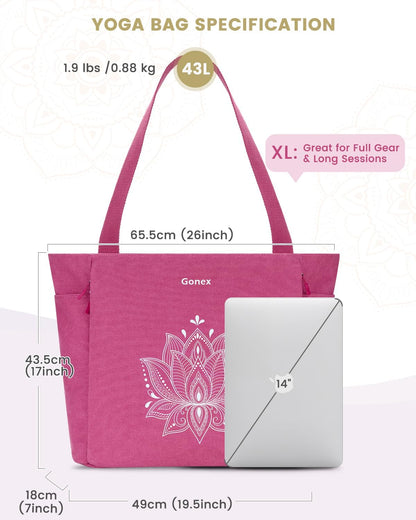 Yoga Mat Bag, Large Tote Bag with Multi Pockets for Women Men, Canvas Mat Carrier, Full Zipper Easy Access for Pilates Gym Travel