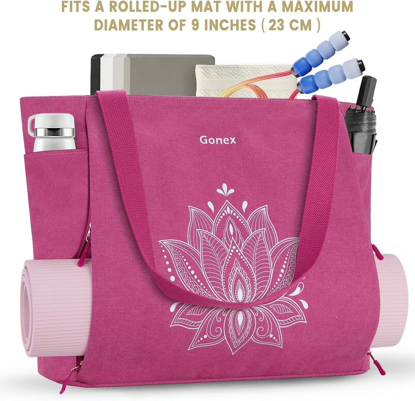 Yoga Mat Bag, Large Tote Bag with Multi Pockets for Women Men, Canvas Mat Carrier, Full Zipper Easy Access for Pilates Gym Travel