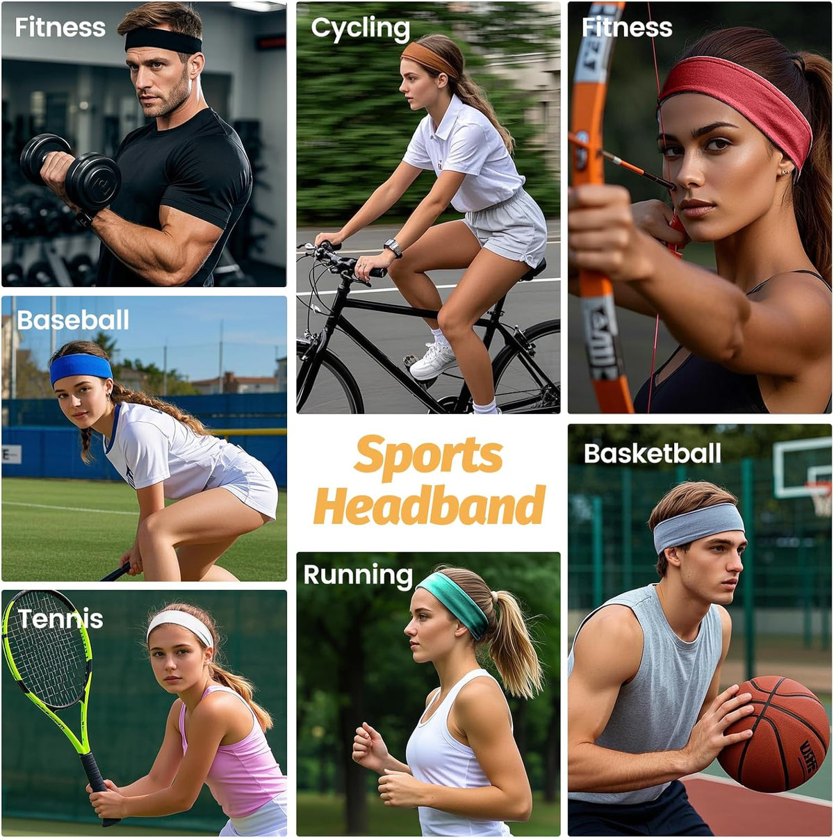 Headbands for Women - 6 Pack Wide Elastic Hair Bands | Stretchy Sweatbands Hair Bands | Soft Sports Thin Head Bands | Non-Slip Accessories Bands for Fashion, Washing Face, Workouts, Yoga, Daily Use