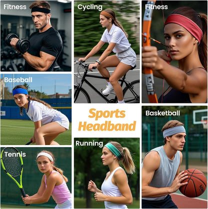 Headbands for Women - 6 Pack Wide Elastic Hair Bands | Stretchy Sweatbands Hair Bands | Soft Sports Thin Head Bands | Non-Slip Accessories Bands for Fashion, Washing Face, Workouts, Yoga, Daily Use