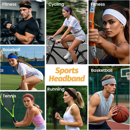 Headbands for Women - 6 Pack Wide Elastic Hair Bands | Stretchy Sweatbands Hair Bands | Soft Sports Thin Head Bands | Non-Slip Accessories Bands for Fashion, Washing Face, Workouts, Yoga, Daily Use