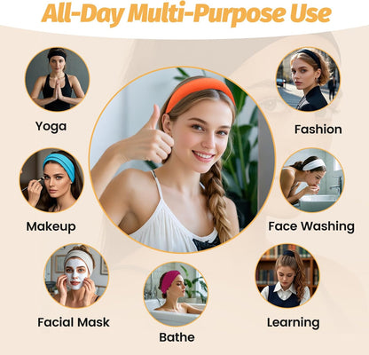 Headbands for Women - 6 Pack Wide Elastic Hair Bands | Stretchy Sweatbands Hair Bands | Soft Sports Thin Head Bands | Non-Slip Accessories Bands for Fashion, Washing Face, Workouts, Yoga, Daily Use