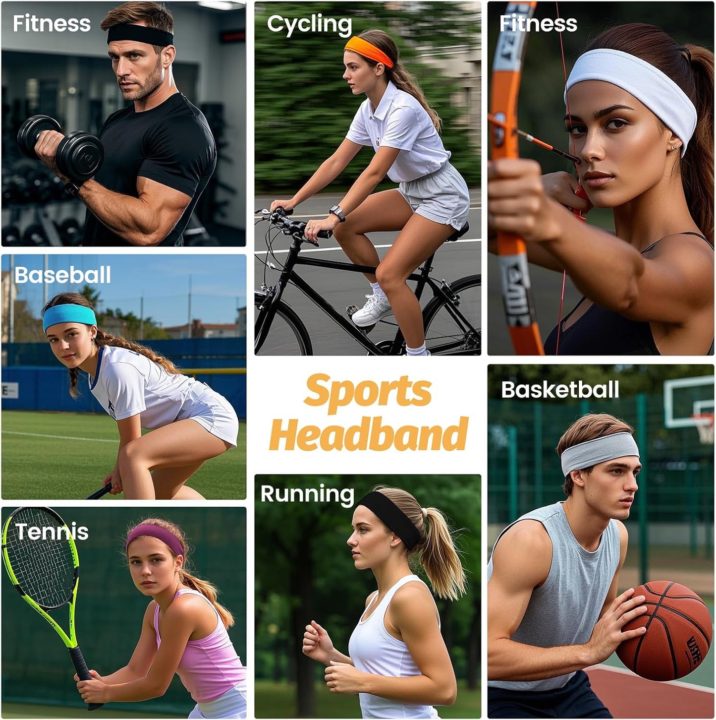 Headbands for Women - 6 Pack Wide Elastic Hair Bands | Stretchy Sweatbands Hair Bands | Soft Sports Thin Head Bands | Non-Slip Accessories Bands for Fashion, Washing Face, Workouts, Yoga, Daily Use