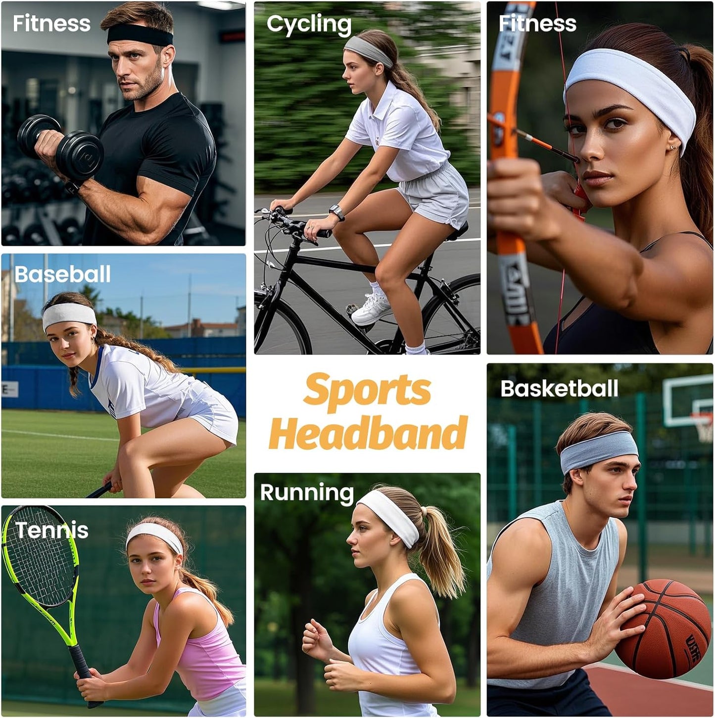 Headbands for Women - 6 Pack Wide Elastic Hair Bands | Stretchy Sweatbands Hair Bands | Soft Sports Thin Head Bands | Non-Slip Accessories Bands for Fashion, Washing Face, Workouts, Yoga, Daily Use