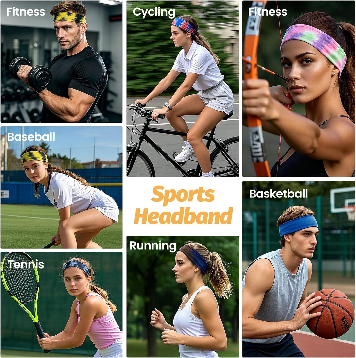 Headbands for Women - 6 Pack Wide Elastic Hair Bands | Stretchy Sweatbands Hair Bands | Soft Sports Thin Head Bands | Non-Slip Accessories Bands for Fashion, Washing Face, Workouts, Yoga, Daily Use