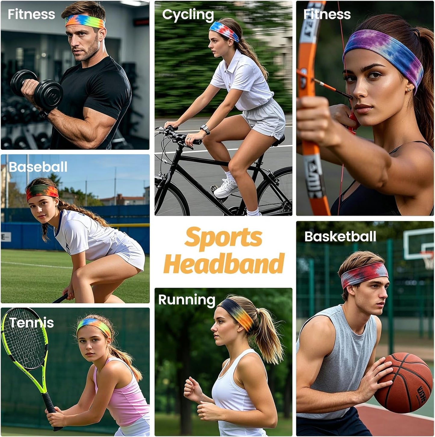 Headbands for Women - 6 Pack Wide Elastic Hair Bands | Stretchy Sweatbands Hair Bands | Soft Sports Thin Head Bands | Non-Slip Accessories Bands for Fashion, Washing Face, Workouts, Yoga, Daily Use