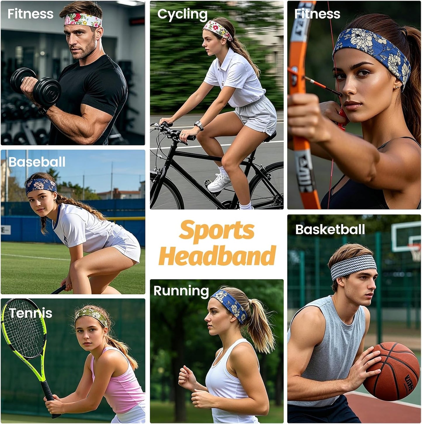 Headbands for Women - 6 Pack Wide Elastic Hair Bands | Stretchy Sweatbands Hair Bands | Soft Sports Thin Head Bands | Non-Slip Accessories Bands for Fashion, Washing Face, Workouts, Yoga, Daily Use