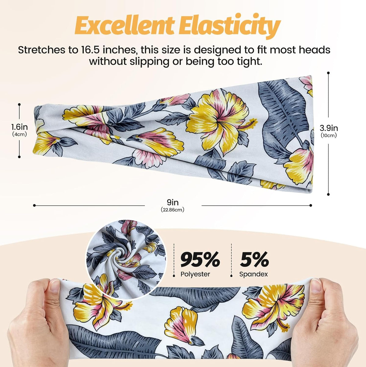Headbands for Women - 6 Pack Wide Elastic Hair Bands | Stretchy Sweatbands Hair Bands | Soft Sports Thin Head Bands | Non-Slip Accessories Bands for Fashion, Washing Face, Workouts, Yoga, Daily Use