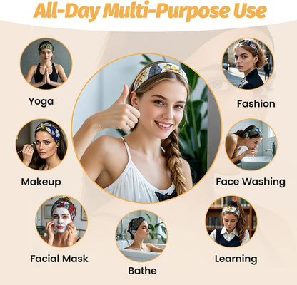 Headbands for Women - 6 Pack Wide Elastic Hair Bands | Stretchy Sweatbands Hair Bands | Soft Sports Thin Head Bands | Non-Slip Accessories Bands for Fashion, Washing Face, Workouts, Yoga, Daily Use