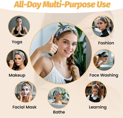 Headbands for Women - 6 Pack Wide Elastic Hair Bands | Stretchy Sweatbands Hair Bands | Soft Sports Thin Head Bands | Non-Slip Accessories Bands for Fashion, Washing Face, Workouts, Yoga, Daily Use