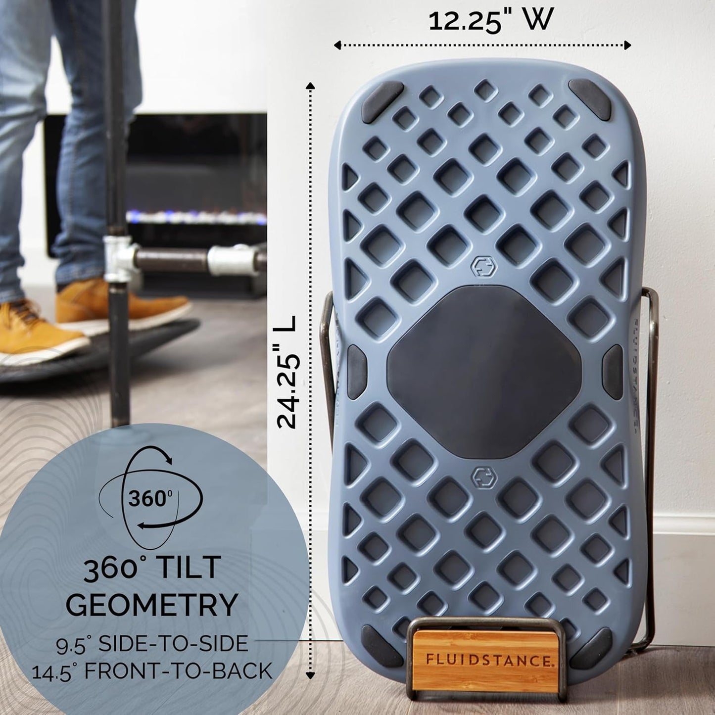Adult Balance Board for Standing Desk - Anti Fatigue USA Made 360 Degree Rocker Wobble Board as Exercise Equipment to Increase Focus & Movement - Sustainable Anti-Slip Plane Standing Board