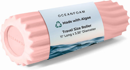 Ripple Travel Foam Roller (11" x 3.35") Firm Mini Foam Roller for Physical Therapy, Deep Tissue Massage, Back Pain - High Density, Wave Textured - Yoga, Exercise (Jade & Seafoam Marbled) - Colors B