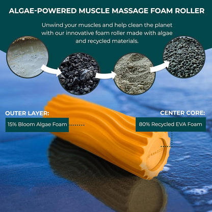Ripple Travel Foam Roller (11" x 3.35") Firm Mini Foam Roller for Physical Therapy, Deep Tissue Massage, Back Pain - High Density, Wave Textured - Yoga, Exercise (Jade & Seafoam Marbled) - Colors B