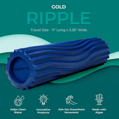 Ripple Travel Foam Roller (11" x 3.35") Firm Mini Foam Roller for Physical Therapy, Deep Tissue Massage, Back Pain - High Density, Wave Textured - Yoga, Exercise (Jade & Seafoam Marbled) - Colors B