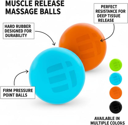 Massage Lacrosse Balls for Deep Tissue Relief - Trigger Point Therapy Ball Set for Plantar Fasciitis, Myofascial Release for Back, Shoulder, Foot - Massage Ball Roller - 2 Pack (Blue/Orange)