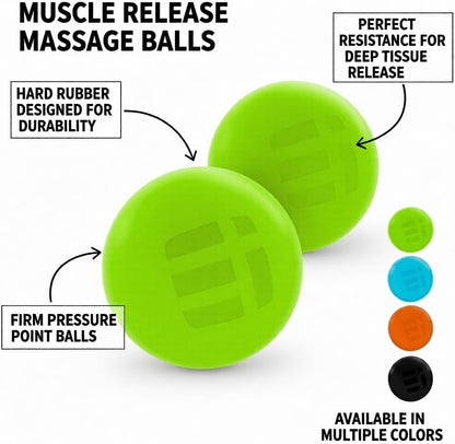 Massage Lacrosse Balls for Deep Tissue Relief - Trigger Point Therapy Ball Set for Plantar Fasciitis, Myofascial Release for Back, Shoulder, Foot - Massage Ball Roller - 2 Pack (Blue/Orange)