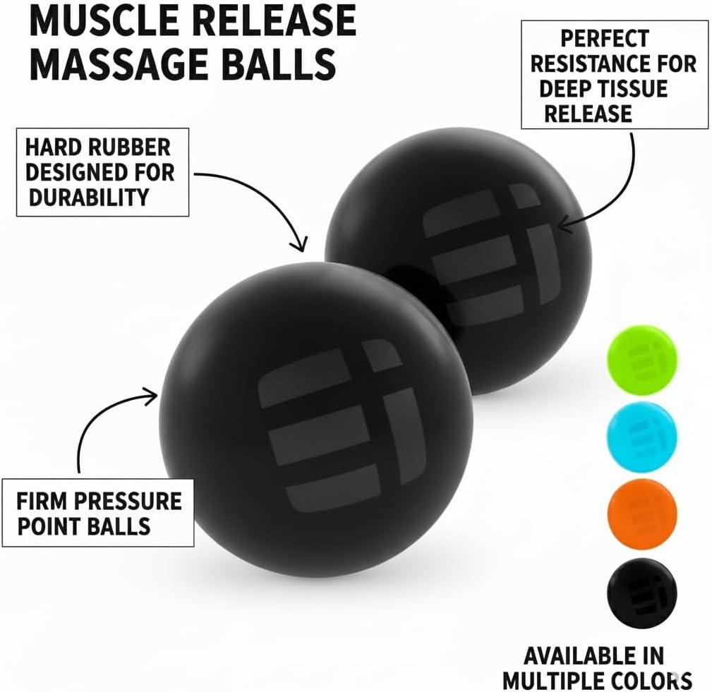 Massage Lacrosse Balls for Deep Tissue Relief - Trigger Point Therapy Ball Set for Plantar Fasciitis, Myofascial Release for Back, Shoulder, Foot - Massage Ball Roller - 2 Pack (Blue/Orange)